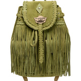 Zaino In Pelle Con Frange Mermaid Silverstone Wasabi