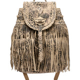 Zaino In Pelle Con Frange Mermaid Leomarble Ecru