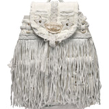 Fringed Leather Backpack Mermaid Washed Chalk