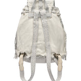 Fringed Leather Backpack Mermaid Washed Chalk