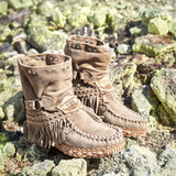 Wedge Moccasin Boots Rocket Silverstone Cream
