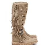 Wedge Moccasin Boots Squaw Silverstone Cream