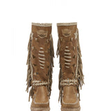 Wedge Moccasin Boots Squaw Tribal Hide