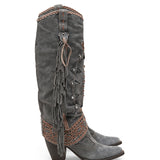 Western Leather Boots Katherine Silverstone Cenere