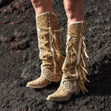 Western Leather Boots Katherine Naga Dune