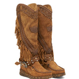 Wedge Moccasin Boots Judith Silverstone Couro