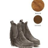 Wedge Moccasin Boots Anita Silverstone Couro