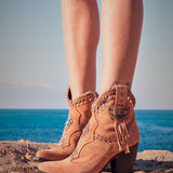 Western Leather Boots Violet Silverstone Orange