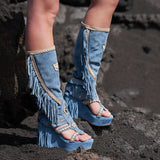 Leather Boot Sandals Juno Silverstone Atlantic