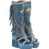 Leather Boot Sandals Juno Silverstone Atlantic