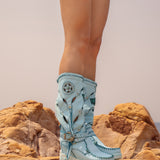 Wedge Moccasin Boots Mirea Handyed Azure