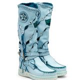 Wedge Moccasin Boots Mirea Handyed Azure