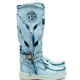 Wedge Moccasin Boots Mirea Handyed Azure
