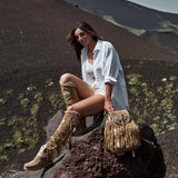 Fringed Leather Backpack Sunrise Naga Dune