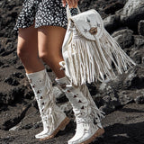 Fringed Leather Backpack Sunrise Camel Blanche