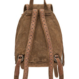 Fringed Leather Backpack Nightfall Silverstone Avana