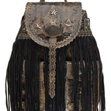 Fringed Leather Backpack Nightfall Woodlux Slate