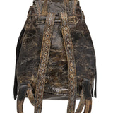 Fringed Leather Backpack Nightfall Woodlux Slate