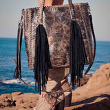 Studded Leather Bag Eclipse Woodlux Slate