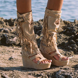 Leather Boot Sandals Ranni Silverstone Corn