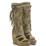 Leather Boot Sandals Ranni Silverstone Olive
