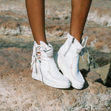 Wedge Moccasin Boots Lola Camel Blanche