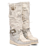 Wedge Moccasin Boots Larson Washed Chalk