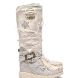 Wedge Moccasin Boots Larson Washed Chalk