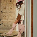 Borsa In Pelle Con Frange Byron Silverstone Rose