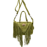 Borsa In Pelle Con Frange Byron Silverstone Wasabi