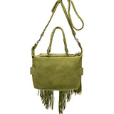 Borsa In Pelle Con Frange Byron Silverstone Wasabi