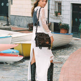 Studded Leather Bag Adele Wanted Chestnut