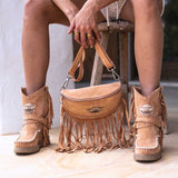 Fringed Leather Bag Jenny Silverstone Apricot