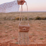 Borsetta In Pelle Con Frange Lara Rustik Natur