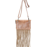 Borsetta In Pelle Con Frange Lara Rustik Natur