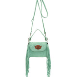 🎁 Fringed Leather Bag Daria Silverstone Green (100% off)