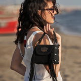 Fringed Leather Bag Daria Silverstone Carbon