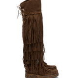 Wedge Moccasin Boots Esme Silverstone Chocolate