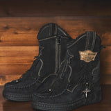 Wedge Moccasin Boots Hanid Silverstone Carbon