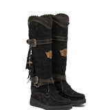 Wedge Moccasin Boots Janice Charrito Ombra