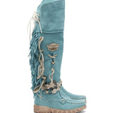 Wedge Moccasin Boots Delilah Silverstone Marine