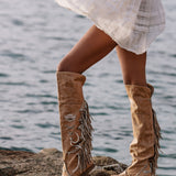 Flat Moccasin Boots Drifter Tribal Hide
