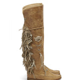 Flat Moccasin Boots Drifter Tribal Hide