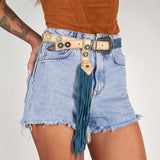 Studded Leather Belt Yonaguni Silverstone Ink