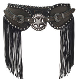 Studded Leather Belt Cara Silverstone Carbon