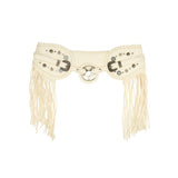 Studded Leather Belt Cara Studded Rag Offwhite