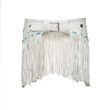 Studded Leather Belt Charlie Camel Blanche & Marine