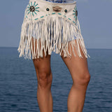 Studded Leather Belt Charlie Camel Blanche & Marine