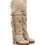 Wedge Moccasin Boots Coleen Silverstone Cream