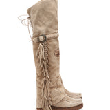 Wedge Moccasin Boots Coleen Silverstone Cream
